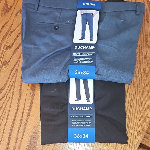2 Pair New Duchamp Men's Navy Blue and Black Dress Pants 36 X 34